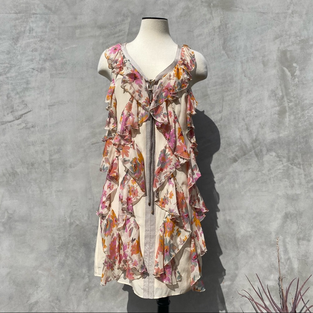 Sachin + Babi for Ankasa Silk Floral Ruffle Dress